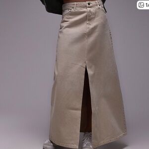 Topshop Beige Denim Maxi Skirt